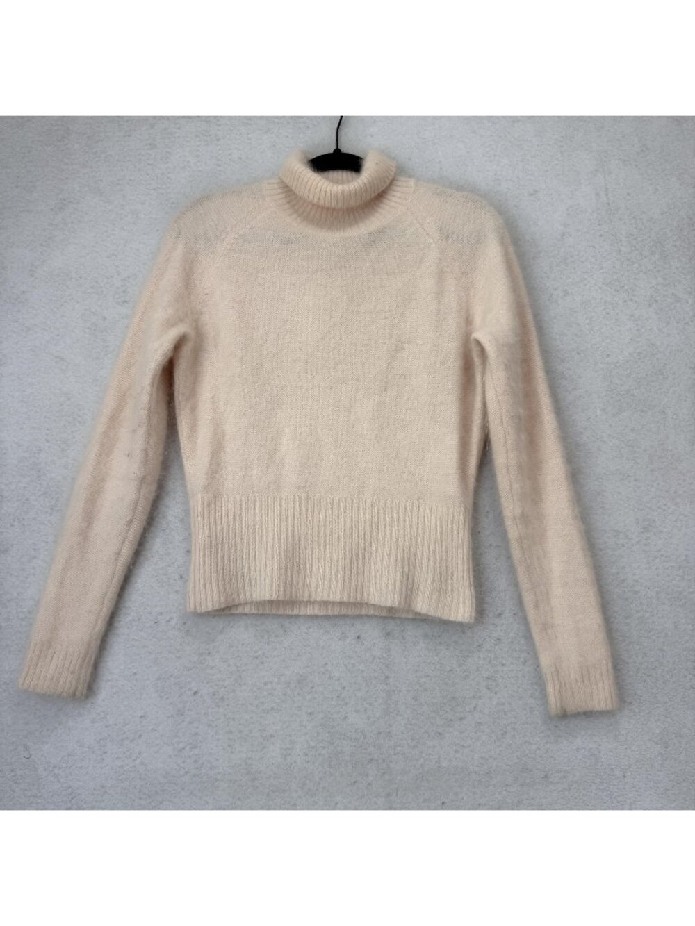 Moda International Sweater Womens Medium White Angora Turtleneck Knit Pullover